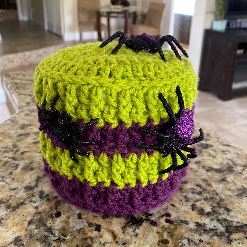 Hand Crafted Halloween Spider Toilet Paper Roll Cover Crochet Spiders Bathroom